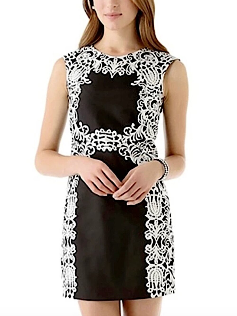 NWT TIBI Violette Sleeveless Black and White Baroque Print Silk Dress